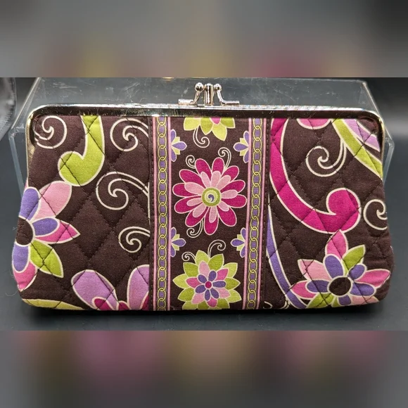 Vera Bradley Wallet Brown Floral Double Compartment Wallet - Picture 2 of 10
